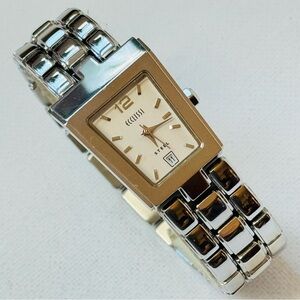 Ecclissi Steel Asymmetrical Women's Date Watch Silver Stainless Bracelet 75445